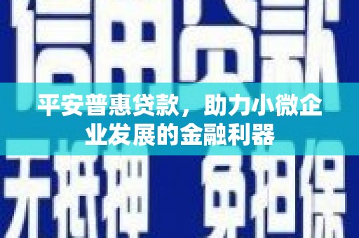 克山平安普惠贷款，助力小微企业发展的金融利器