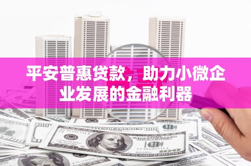 克山平安普惠贷款，助力小微企业发展的金融利器